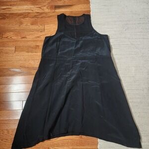 Madewell‎ Parkview Sleeveless Silk Dress Black Swing Flowy Pockets Scoop Neck M